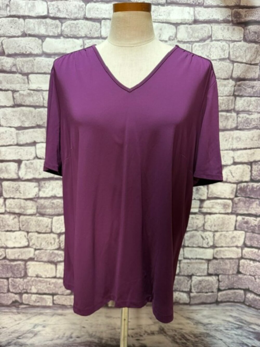 Talbots Purple V-Neck Short Sleeve Blouse Size 1X